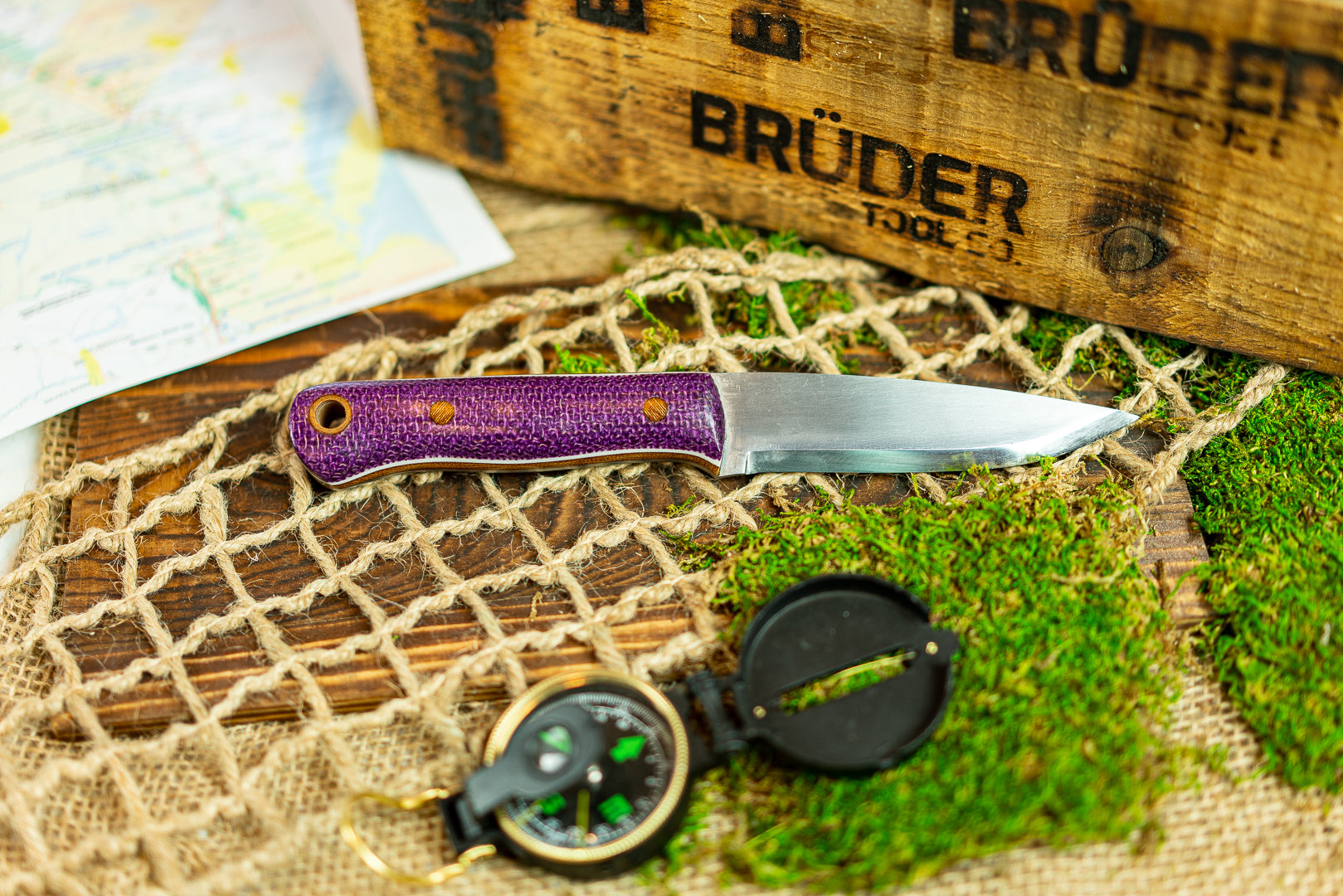 Brüder Alger Bushcraft Knife - Purple