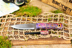 Brüder Alger Bushcraft Knife - Purple/Pink Triple Dyed Burl