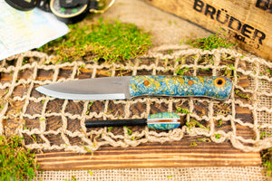 Brüder Alger Bushcraft Knife - Blue/Purple Triple Dyed Burl